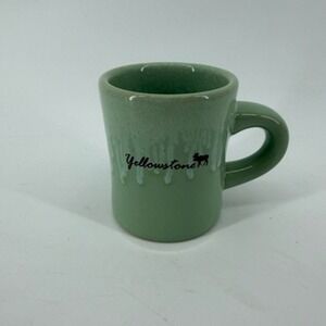 Yellowstone National Park Sage Green Drip Glaze Moose‎ Ceramic Coffee Mug 4in